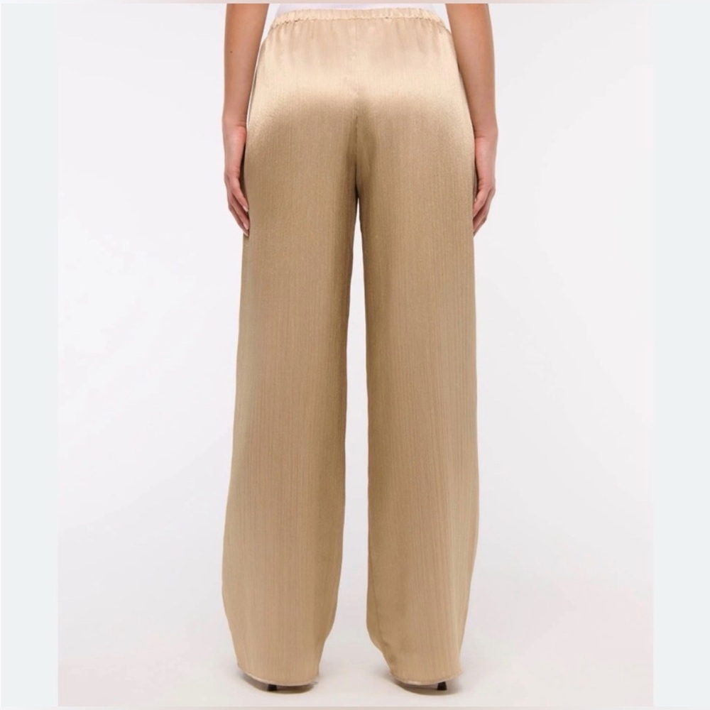 A&F Gold Metallic Pleated Wide Leg Pants L | Holiday Party NYE Outfit - Picture 5 of 13
